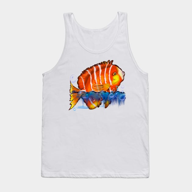 Top 10 best fishing gift ideas, neon orange Fishy splashing around in water Fish Tank Top by Artonmytee